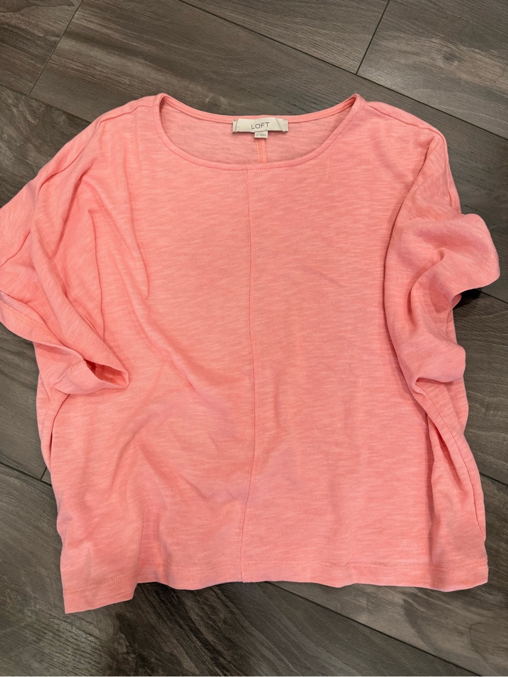 LOFT Coral Pink Short Sleeve Slub Knit Top
